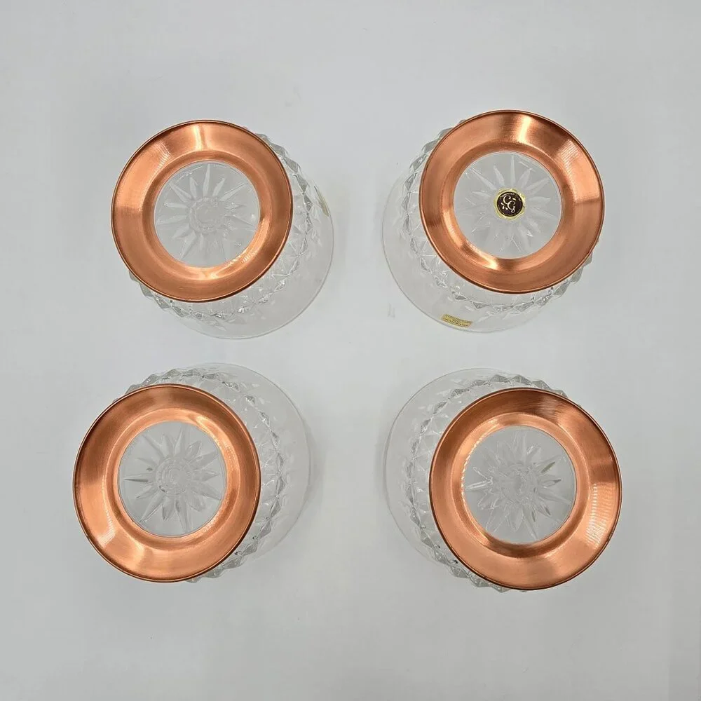 Coppercraft Guild Arcoroc Glass Bowls Set of 4 Copper Base Original Packaging - Picture 8 of 9